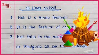 10 lines on Holi Festival  Essay on Holi Festival  Holi Essay in English  Writing  Eng Teach [upl. by Annayk]