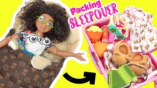 Disney Encanto Mirabel and Isabela Dolls Packing Backpack and Suitcase for Sleepover [upl. by Diskson]