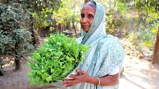 Matar Shaag Recipe by Grandmother  Cooking Pease Spinach  Village Food [upl. by Tavy200]