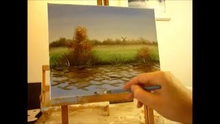 golvend water olieverf  Bob Ross Style  snelle technieken allaprima schilderen tutorial [upl. by Eiramik]