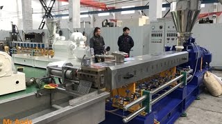 Polyethylene Extrusion Technology Parallel Twin Screw Plastic Granules Making Machine [upl. by Dorena]