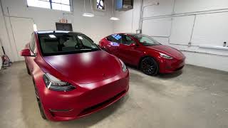 Xpel Stealth Vs Xpel Gloss PPF on the Red Multi Coat Tesla Model Y [upl. by Jillene]