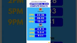 Lotto Result September 6 2024 2pm 5pm 9pm  2D 3D LOTTO RESULTS PCSO Lotto lottoresults [upl. by Imoin200]