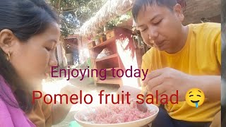 Enjoying Pomelo fruit salad 🤤 [upl. by Hayilaa]