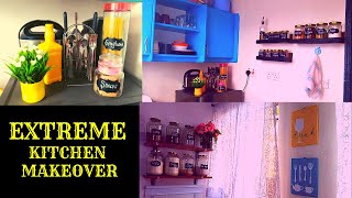 EXTREME KITCHEN MAKEOVER ON A BUDGET  Glass Jars 50  Rental Friendly Makeover [upl. by Yelsnit]