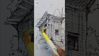 Wooden House Drawing shorts drawing art [upl. by Sidnal]