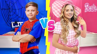 Barbie House VS Spiderman House [upl. by Ardnuaed]