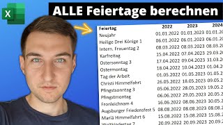 Gesetzliche Feiertage in Excel automatisch berechnen  Für die Jahre 1900 bis 2203 [upl. by Atener]