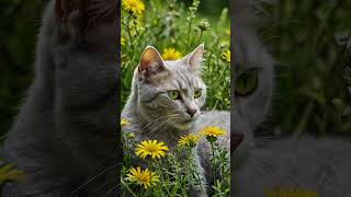 A serene close up of a light gray cat with strikin cutebabyanimals feelingsanimal cuteanimls [upl. by Eladnwahs]