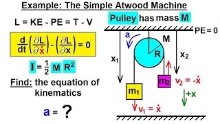 Physics 68 Lagrangian Mechanics 9 of 25 Example The Atwood Machine with Mass [upl. by Aiyn750]