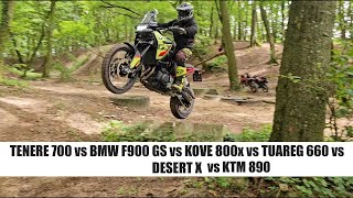 POJEDYNEK  TENERE 700 vs KTM 890 ADV vs BMW F900 GS vs TUAREG 660 vs DESERT X vs KOVE 800x [upl. by Ardnayek]