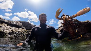 Catching His First Lobster in a Rock Pool  Cornwall Rock Pool Forgaging and Surfing [upl. by Rollie424]