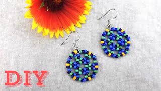 Kolczyki Rozetki z Koralików  DIY Tutorial  Beaded Rosette Earrings [upl. by Tarton]