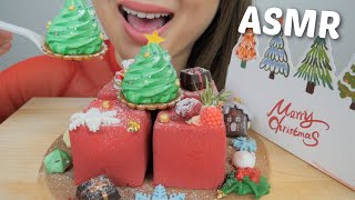 Christmas MOUSSE Cake ASMR Soft Relaxing Eating Sounds  NE Lets Eat [upl. by Olenolin]