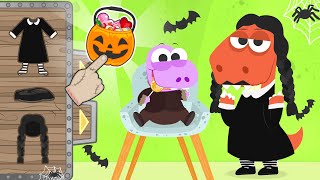 Aprende con Eddie 🎃🦇 Disfraz Halloween de Merlina y tío Lucas [upl. by Yelac]