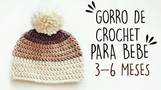 GORRO DE CROCHET PARA BEBE FACIL  3  6 MESES  Daniis Ways ♡ [upl. by Norramic]