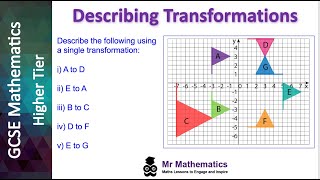 Describing Transformations  GCSE Maths  Mr Mathematics [upl. by Assirek97]