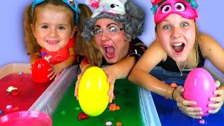 GELLI BAFF SLIME CHALLENGE GAME Greedy Granny LOL Dolls amp Surprise Eggs [upl. by Avraham]