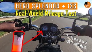 HERO SPLENDOR PLUS i3S  REAL WORLD MILEAGE TEST  CITY amp HIGHWAY [upl. by Auqinet463]