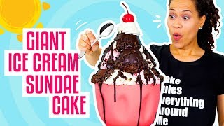 How To Make A Giant Ice Cream Sundae out of CAKE for My BIRTHDAY  Yolanda Gampp  How To Cake It [upl. by Ramej]