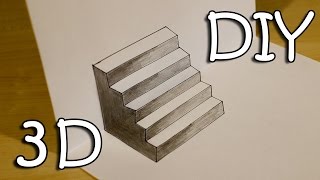 DIY 3D Stairs  How To Draw Easy 3D Stairs Optical Illusion [upl. by Donaugh651]