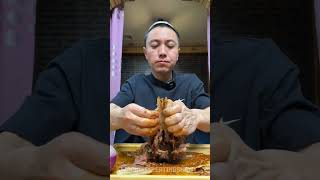 CHINESE ASMR LAMB HEAD WITH SPICY GARLIC SAUCE EATING🦌🦌 eatingshow [upl. by Zetnas292]