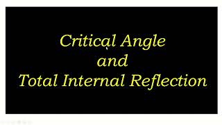 Critical Angle and Total Internal Reflection [upl. by Essinger321]