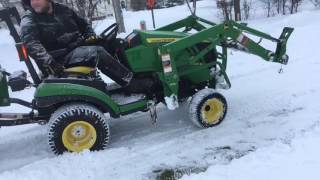 John Deere 1026r blowing snow [upl. by Idaline]