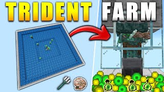 Easy 119 Drowned Trident Nautilus Shell and XP Farm for Minecraft Bedrock [upl. by Flanigan]