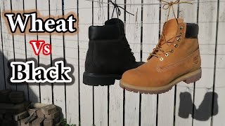 Wheat vs Black Timberlands  Comparison  Onfeet Looks [upl. by Marcille]