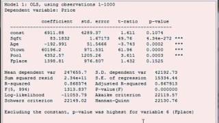 OLS Estimation Video 3 of 7 in the gretl Instructional Video Series [upl. by Alyahs]