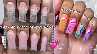 EASY ABSTRACT POLYGEL NAILS💕 BEGINNER FRIENDLY NAIL ART amp SUMMER NAIL DESIGN  Nail Tutorial [upl. by Mettah]