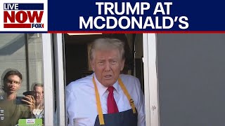 WATCH Trump mans the fries at McDonalds  LiveNOW from FOX [upl. by Aryaz500]