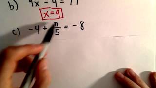 Solving Two  Step Linear Equations  Another Example [upl. by Irrep]