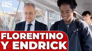 FLORENTINO PÉREZ y su PROTEGIDO del REAL MADRID ¡OJO a ENDRICK en el AVIÓN [upl. by Nilyarg]