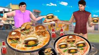 Vada Pav Pizza Wala Famous Vada Pav Pizza Street Food Hindi Kahani Moral Stories Funny Comedy Video [upl. by Onek119]