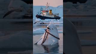 A pregnant female whale trapped in a chain is rescued by a female rescuer animals [upl. by Atsilac323]