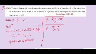 In Young’s doubleslit experiment using monochromatic light of wavelength λintensities two sources [upl. by Sparks]