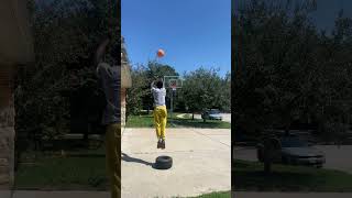 bounce shot off the tire is crazy 🔥 sports nba basketball ballislife shorts [upl. by Ecyt]