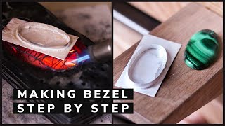 SILVER BEZEL for cabochon STEP BY STEP with list of tools How to make a bezel setting [upl. by Pich]