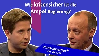 Kevin Kühnert SPD und Friedrich Merz CDU im Gespräch  maischberger die woche [upl. by Asyen]