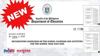 Deped School CALENDAR and Activities 20242025 latest Guidelines [upl. by Cumings]