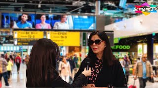 Zeenat Aman Interview at Schiphol Airport  Amsterdam The Netherlands [upl. by Iddet]