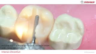 60 seconds video of cutting of allceramic zirconia crowns with Intensiv ZirconCut [upl. by Ilke]