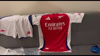 Minejerseys Arsenal Home Jersey  Shorts Player Version 202425 Unboxing Review [upl. by Leandra202]