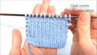 Glatt rechts und glatt links stricken  Stockinette Stitch  Stricken lernen  Learn how to knit [upl. by Idel]