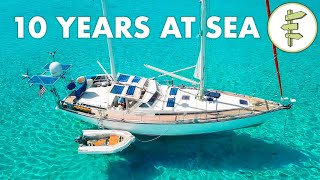 Living on a SelfSufficient Sailboat for 10 Years  FULL TOUR [upl. by Gelasius]