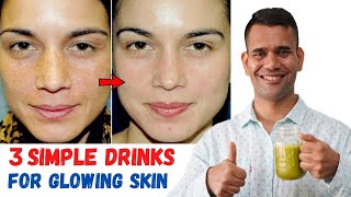 3 Simple Drinks For Glowing Skin Skin Lightening and Anti ageing Effects [upl. by Jaylene57]