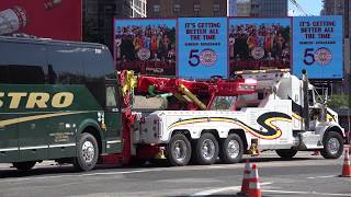 TUMINOS TOWING AN ASTRO PREVOST COACH BUS LINCOLN TUNNEL [upl. by Niarda]