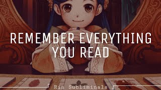 「 Remember Everything You Read 」 subliminal [upl. by Ecinej]